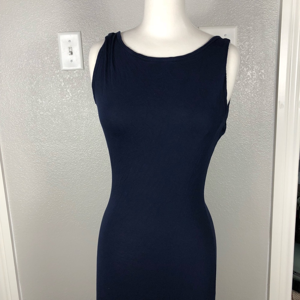 Forever 21 Navy High Neck Low Back Maxi Dress